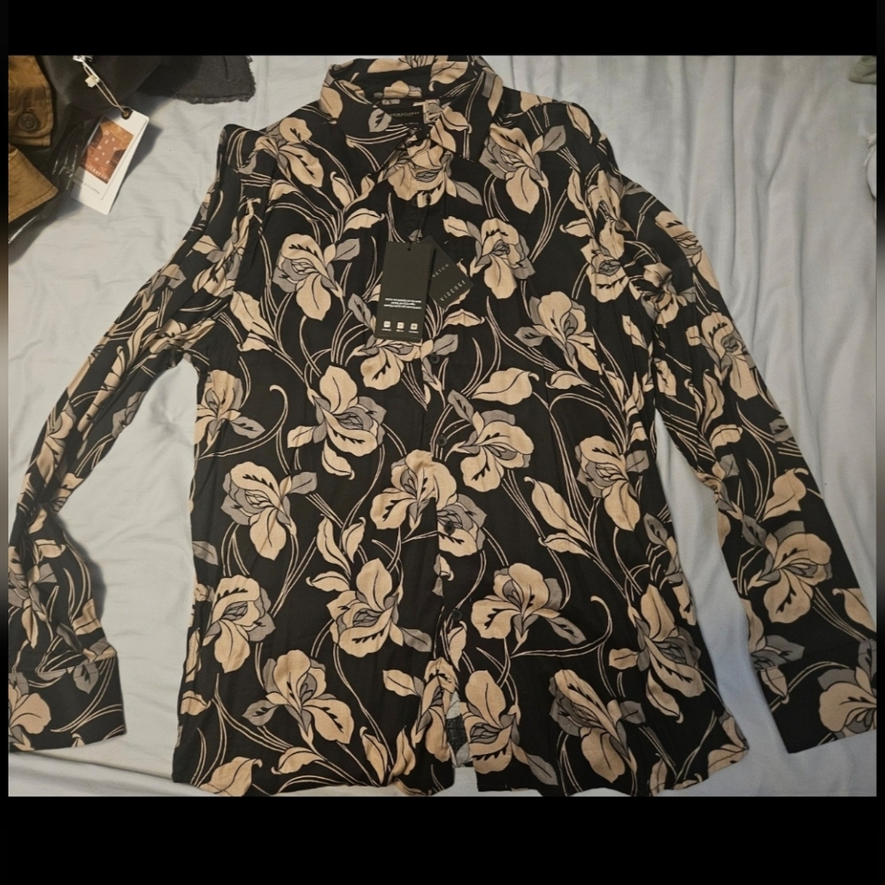 Denim & Flower Black and Cream Floral Blazer